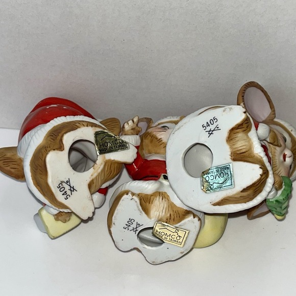 Vintage Homco Christmas Mice Santa Figurines Bisque Porcelain Set of 3 #5405 - Picture 4 of 4